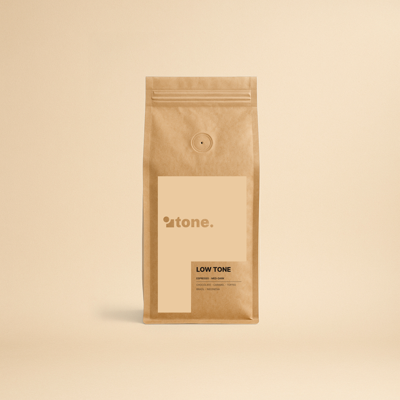 Low Tone coffee bag — medium-dark roast Brazil/Sumatra espresso blend, whole bean — Tone Coffee Vancouver